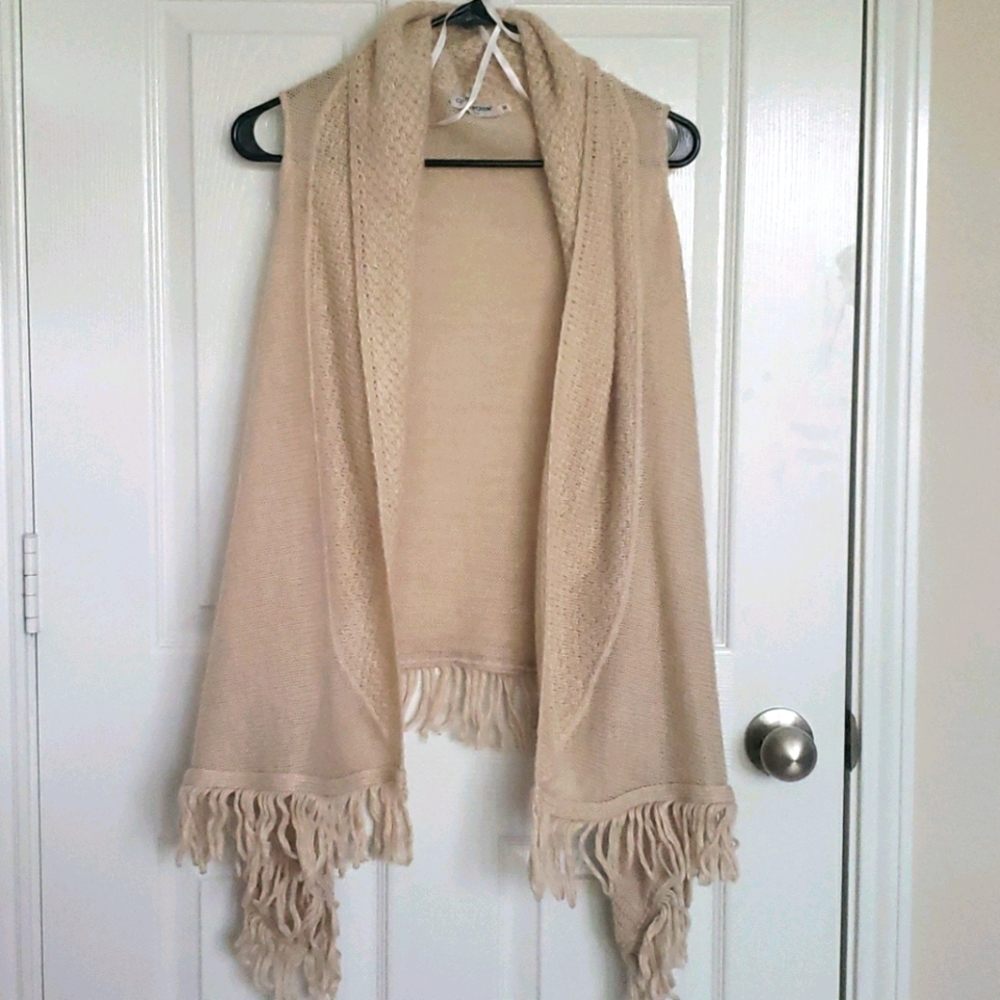 Tan cotton cardigan vest